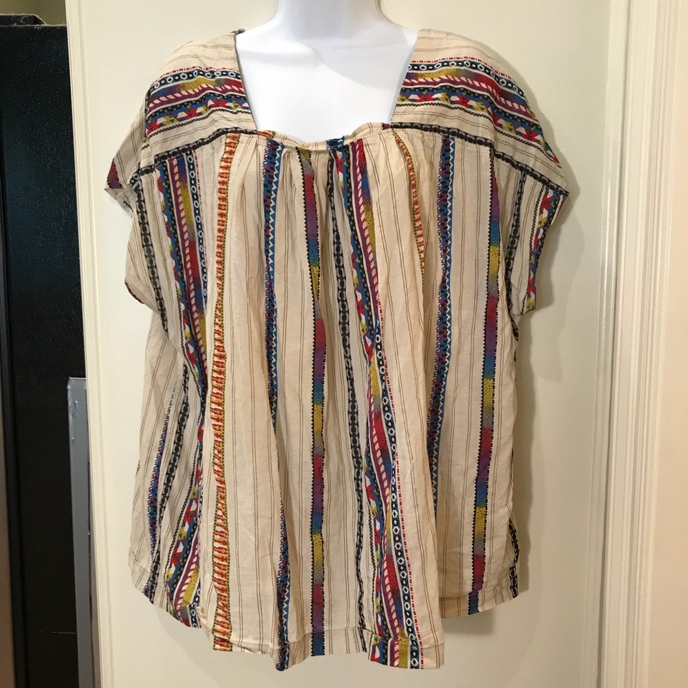 Petals Woman Tan Striped Top